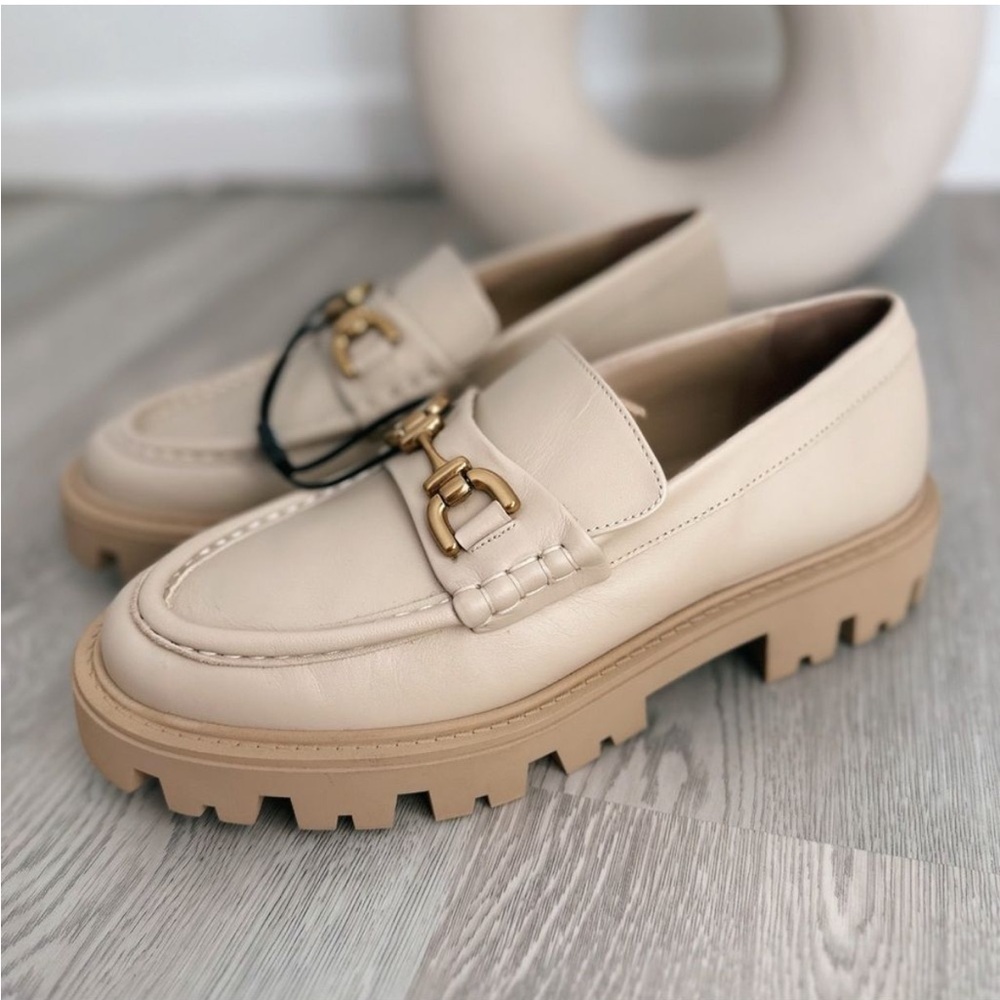 ZARA BUCKLE LEATHER LUG SOLE LOAFERS